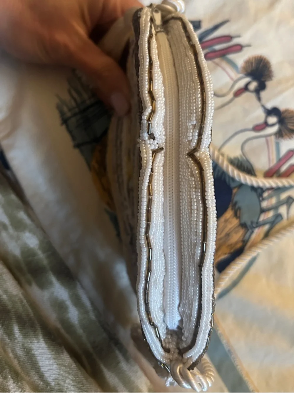 Vintage Jerome Beaded 90’s Nautilus  Crossbody Bag in Lavender,White and Yellow